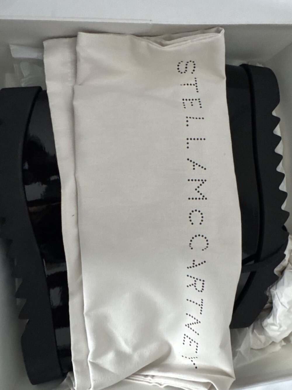 NWB Stella McCartney 80mm Elyse Shiny Patent Oxford Shoes Black Size 39.5 - Picture 16 of 16
